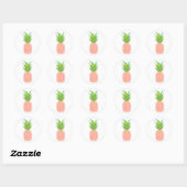 Sticker Rond Ananas +Blanc (Feuille)