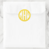 Sticker Rond Ananas Blanc 3 Initiales Cercle Monogramme Fond DI (Sac)