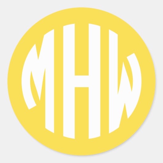 Sticker Rond Ananas Blanc 3 Initiales Cercle Monogramme Fond DI (Devant)