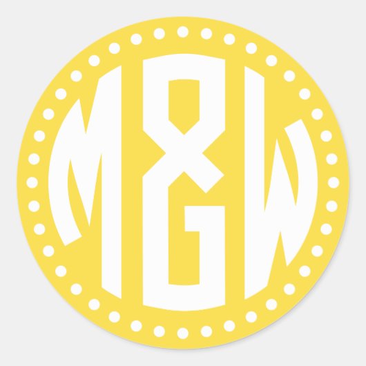 Sticker Rond Ananas Blanc 3 Monogramme Initiale Cercle Point DI (Devant)