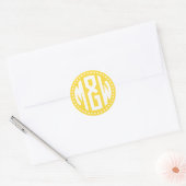 Sticker Rond Ananas Blanc 3 Monogramme Initiale Cercle Point DI (Enveloppe)