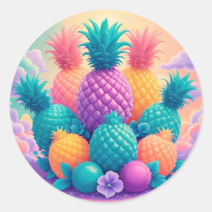 Sticker Rond Ananas coloré