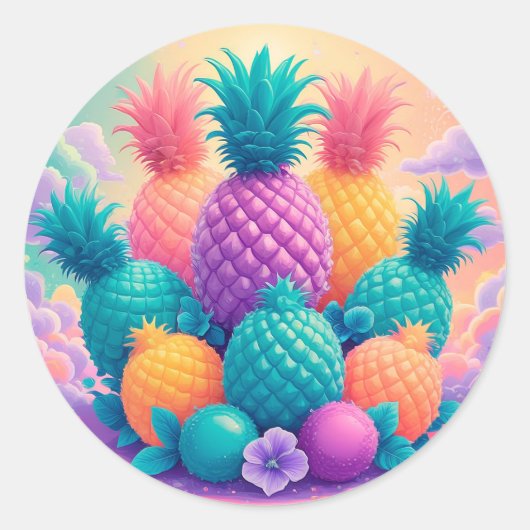 Sticker Rond Ananas coloré (Devant)