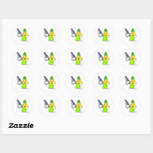 Sticker Rond Ananas comme coiffeur avec ciseaux et razor (Feuille)