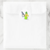 Sticker Rond Ananas comme coiffeur avec ciseaux et razor (Sac)