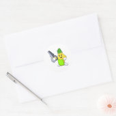 Sticker Rond Ananas comme coiffeur avec ciseaux et razor (Enveloppe)