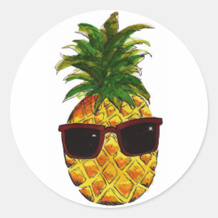 Sticker Rond ananas cool