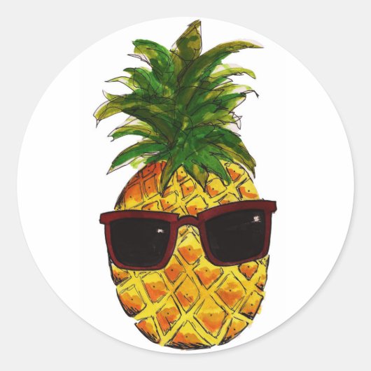 Sticker Rond ananas cool (Devant)