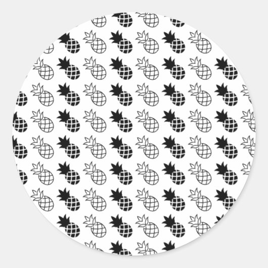 Sticker Rond ananas design noir et blanc (Devant)