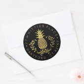 Sticker Rond Ananas d'or | Adresse élégante (Enveloppe)