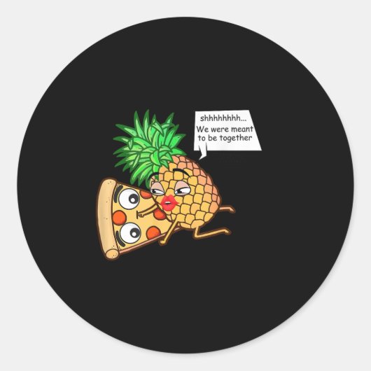 Sticker Rond Ananas Drôle Sur Pizza (Devant)