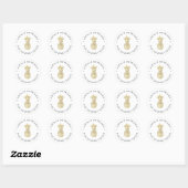 Sticker Rond Ananas Faux Gold (Feuille)