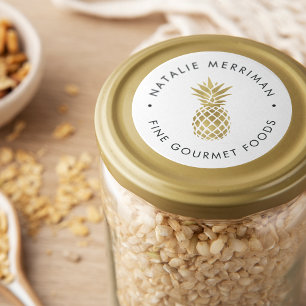 Sticker Rond Ananas Faux Gold