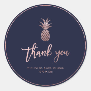 Sticker Rond Ananas, Faux Rose Gold Merci do-it-yourself couleu