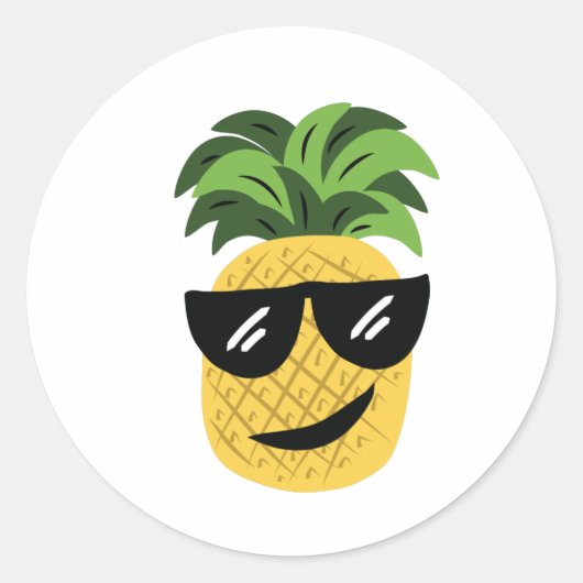 Sticker Rond Ananas funky (Devant)