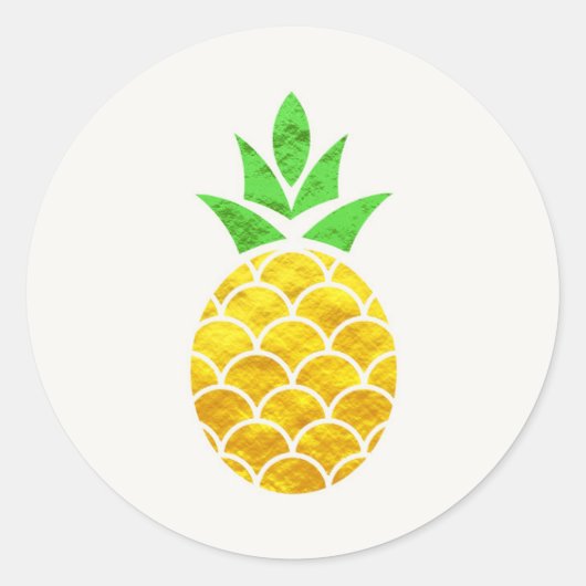 Sticker Rond Ananas Géométrique En Or Foil D'Été Personnalisé. (Devant)
