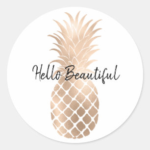 Sticker Rond Ananas Glam Gold