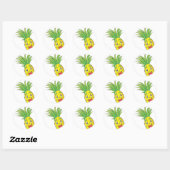 Sticker Rond Ananas heureux (Feuille)
