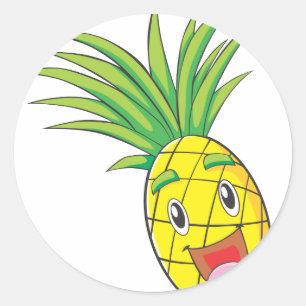 Sticker Rond Ananas heureux