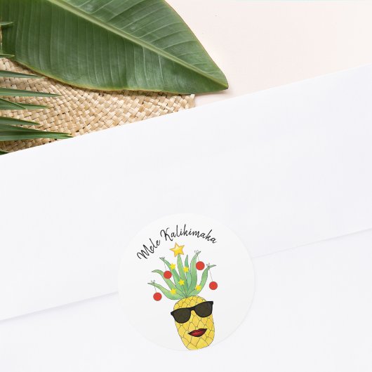 Sticker Rond Ananas Mele Kalikimaka