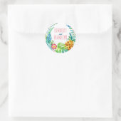 Sticker Rond ananas palmiers tropicaux mariage plage (Sac)
