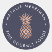 Sticker Rond Ananas Rose en or Faux (Devant)