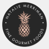 Sticker Rond Ananas Rose en or Faux (Devant)