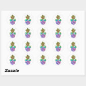Sticker Rond Ananas rose violet tropical (Feuille)