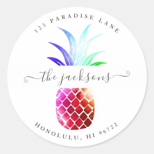 Sticker Rond Ananas rouge Iridescente do-it-yourself Arrière -  (Devant)