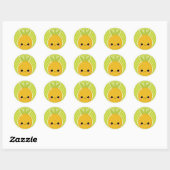 Sticker Rond Ananas sur les rayures vertes (Feuille)