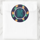 Sticker Rond Ananas Sur Marine | Monogramme (Sac)