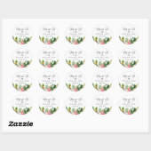 Sticker Rond Ananas Tropical Floral Wedding Favor Merci (Feuille)