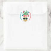 Sticker Rond Ananas tropical hawaïen Mele Kalikimaka (Sac)