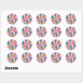 Sticker Rond Ananas Tropical & Marbre Rose Chic Party Favoriser (Feuille)