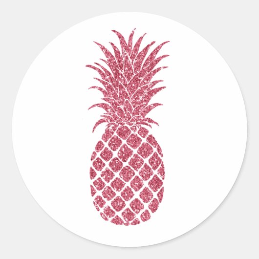 Sticker Rond Ananas Tropical Parties scintillant rose Fille (Devant)