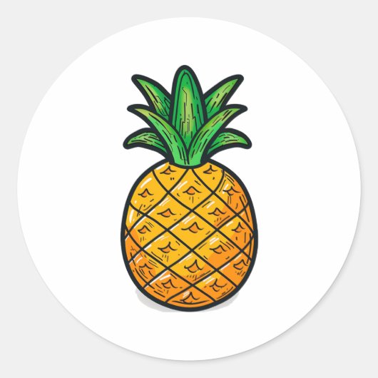 Sticker Rond Ananas tropical : Saveur de l'été (Devant)