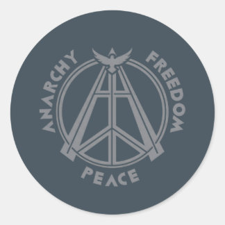 Sticker Rond Anarchie, liberté et paix : Symbole d'anarchie mod