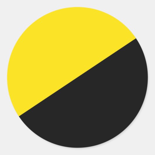 Sticker Rond Anarcho capitalisme drapeau anarchie symbole jaune (Devant)