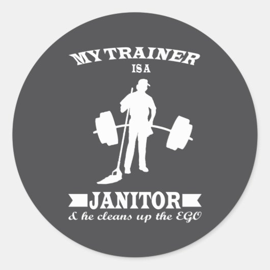 Sticker Rond Anatoly My Trainer Is Janitor Funny Gym Prank  (Devant)