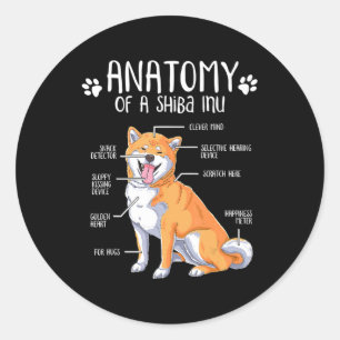 Sticker Rond anatomie drôle shiba inu cadeau amoureux des chien