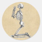 Sticker Rond Anatomie du squelette humain dans la prière (Devant)