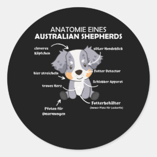 Sticker Rond Anatomie D'Un Berger Australien Chiens Doux
