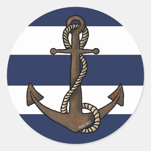 Sticker Rond Anchor nautical (Devant)