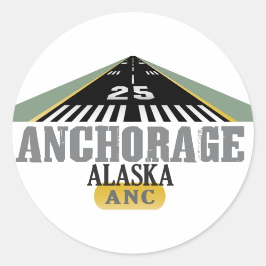 Sticker Rond Anchorage Alaska - piste de l'aéroport (Devant)