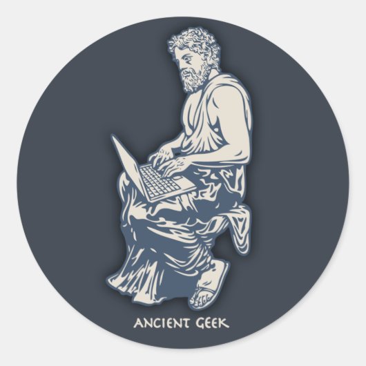 Sticker Rond Ancien Geek (Devant)