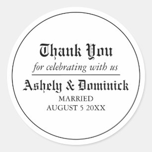Sticker Rond Ancien Merci anglais élégant mariage préféré
