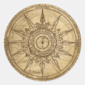 Sticker Rond Ancien Rose Compass (Devant)