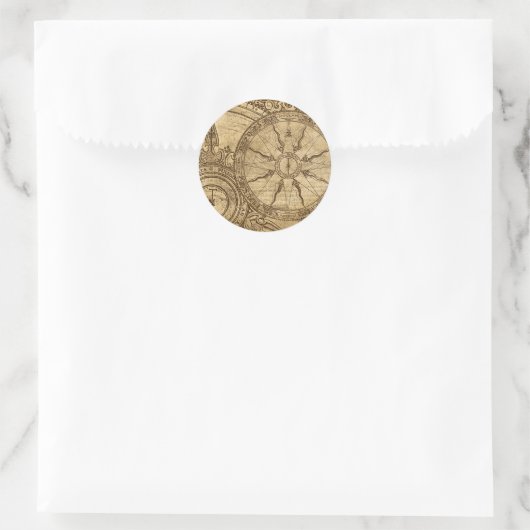 Sticker Rond Ancien Rose Compass (Sac)