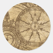 Sticker Rond Ancien Rose Compass (Devant)