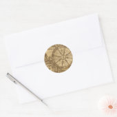 Sticker Rond Ancien Rose Compass (Enveloppe)